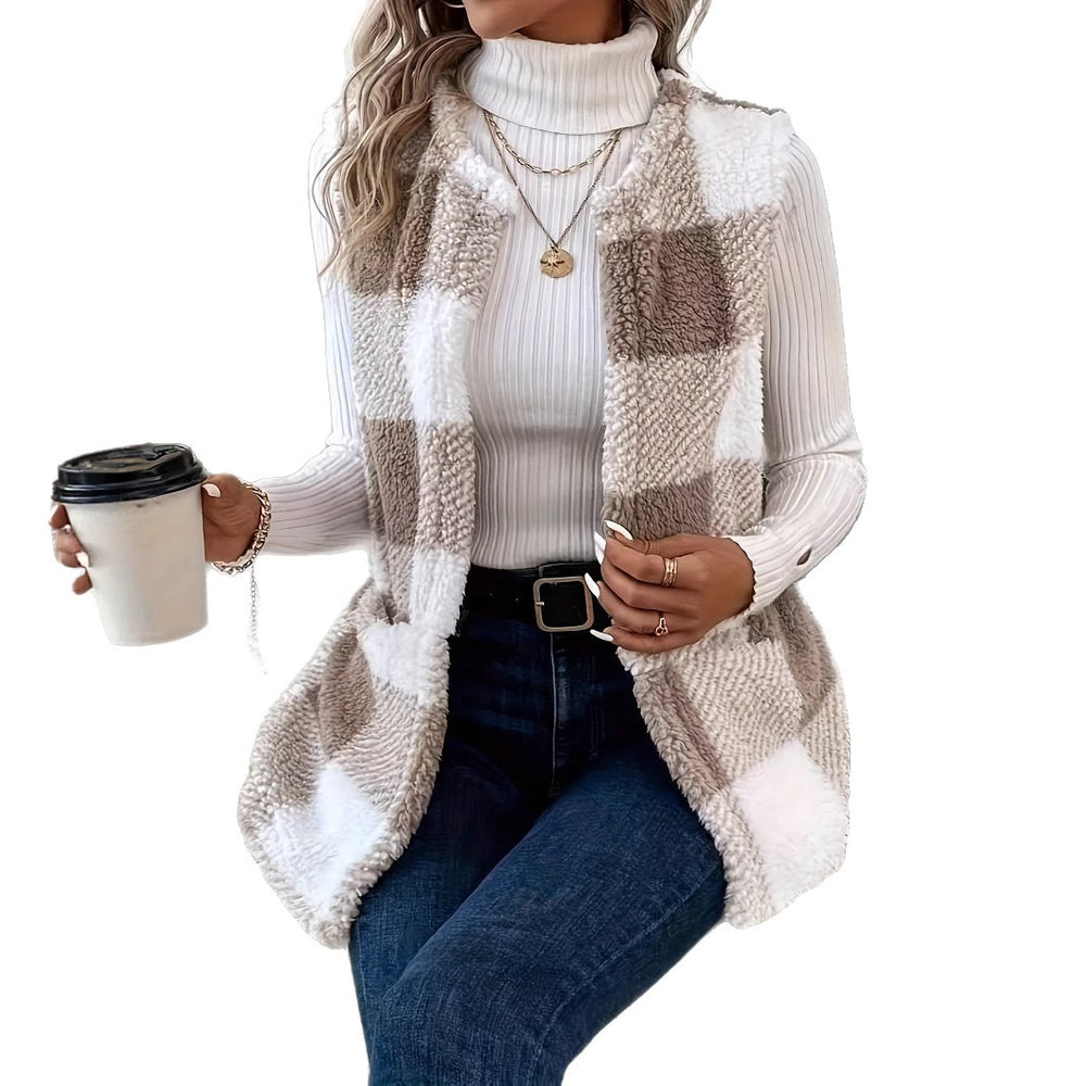 Damen Kuschelige Weste im Karomuster Fudus