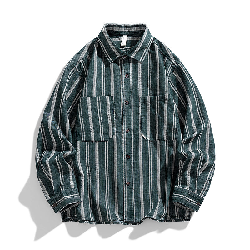 Damen Langarm-Hemd mit dekorativem Streifenmuster Fudus