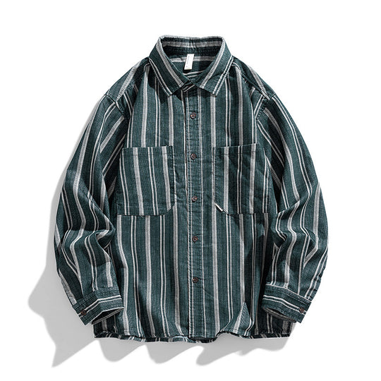 Damen Langarm-Hemd mit dekorativem Streifenmuster Fudus