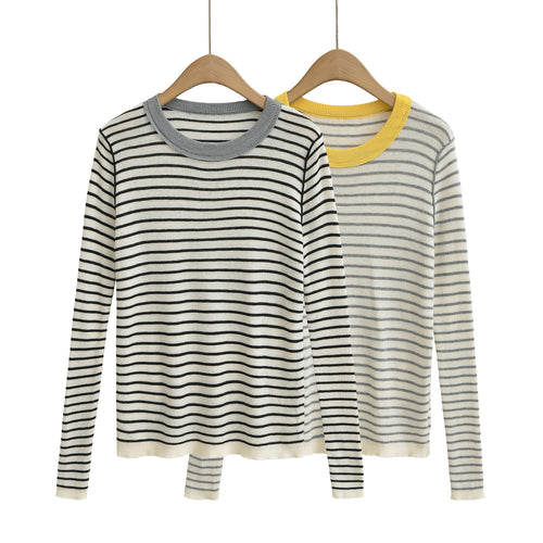 Damen langärmliges Streifenoberteil Fudus