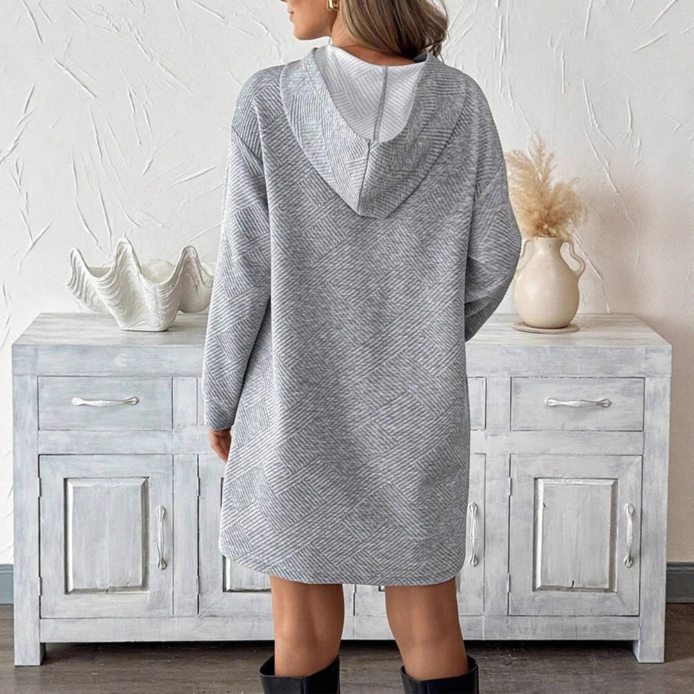 Damen Kapuzenkleid mit strukturiertem Gewebe und lässiger Passform Fudus