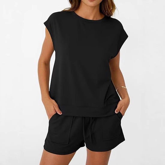 Damen Casual Oberteil Shorts Set