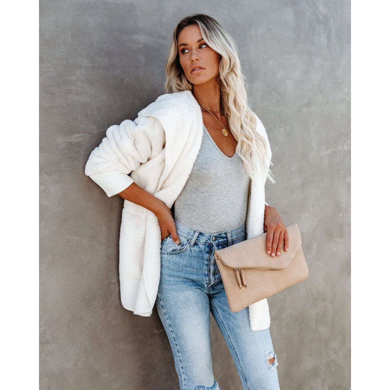 Damen Kuschelige Kapuzenjacke aus weichem Material Fudus