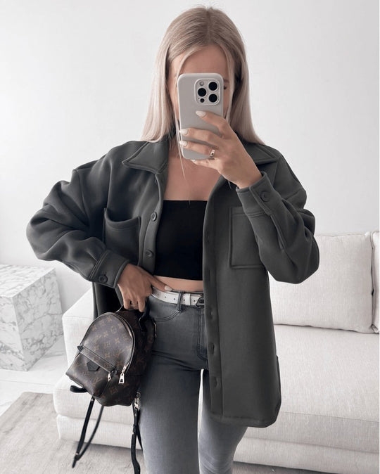 Damen Lässige Overshirtjacke mit praktischen Taschen Fudus