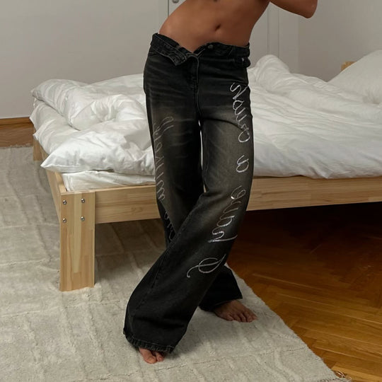 Damen lässige High-Waist Jeans Fudus