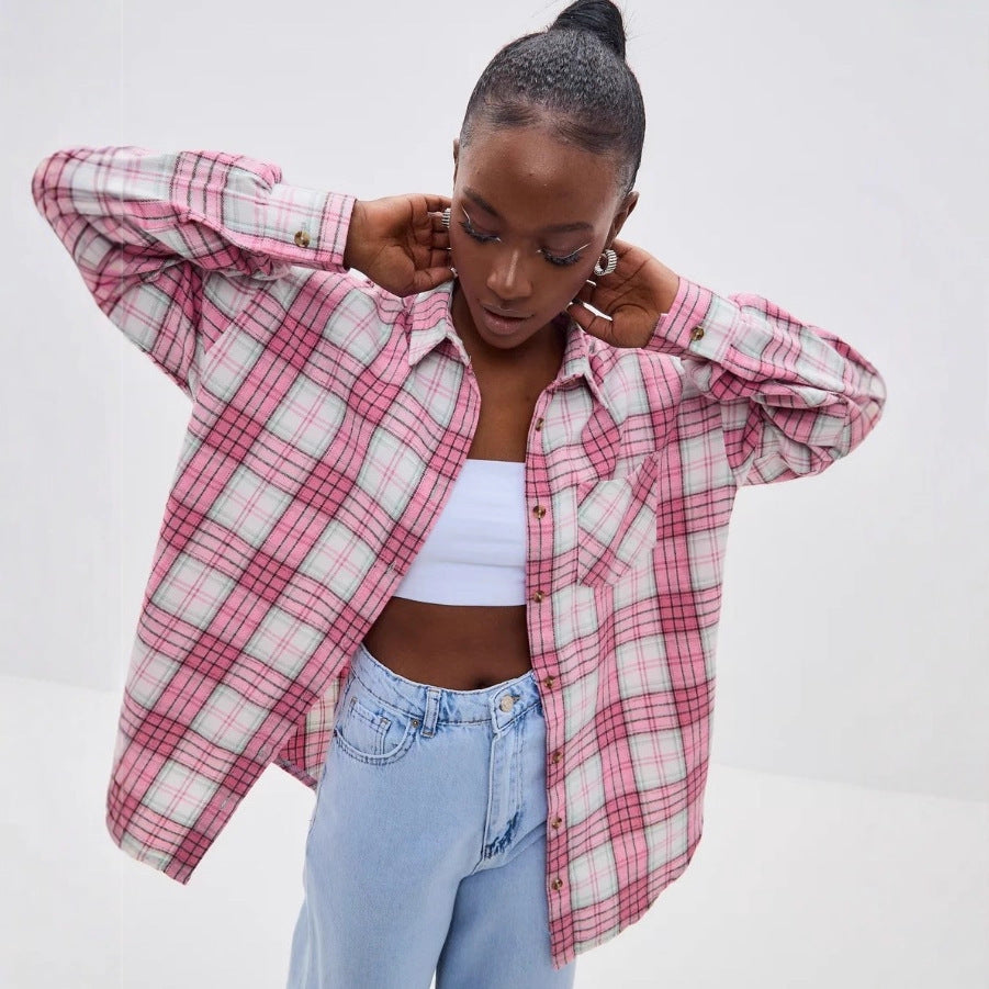 Damen Karierte Überhemd Fudus