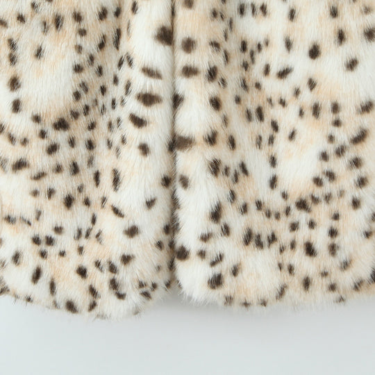 Damen Kunstfellmantel mit elegantem Leopardenmuster Fudus