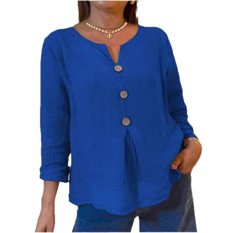 Damen lässige Bluse mit Knopfdetails und luftiger Schnittführung Fudus