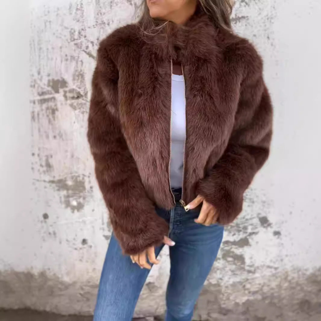 Damen Kuscheljacke mit hohem Kragen Fudus