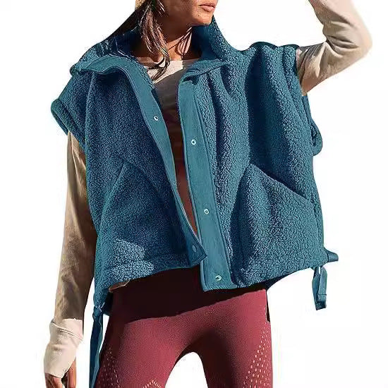 Damen kuschelige Weste aus Fleece mit praktischen Taschen und innovativem Design Fudus