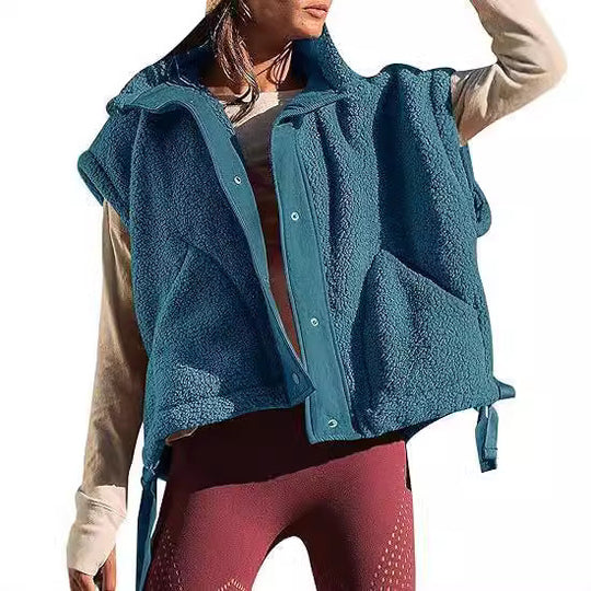 Damen kuschelige Weste aus Fleece mit praktischen Taschen und innovativem Design Fudus