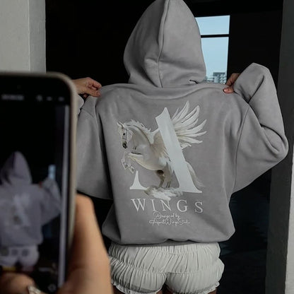 Damen Kapuzenpullover mit kreativem Pegasus-Design Fudus
