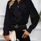 Damen Bluse Rüschen Elegante Kragenform Leicht