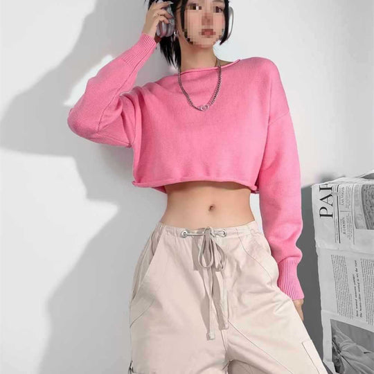 Damen modischer cropped Pullover Fudus