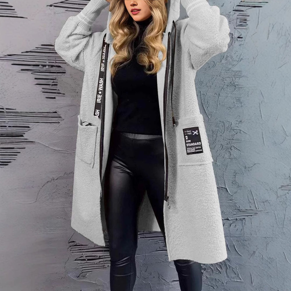 Damen Kuschelige Oversized-Winterjacke mit Kapuze Fudus
