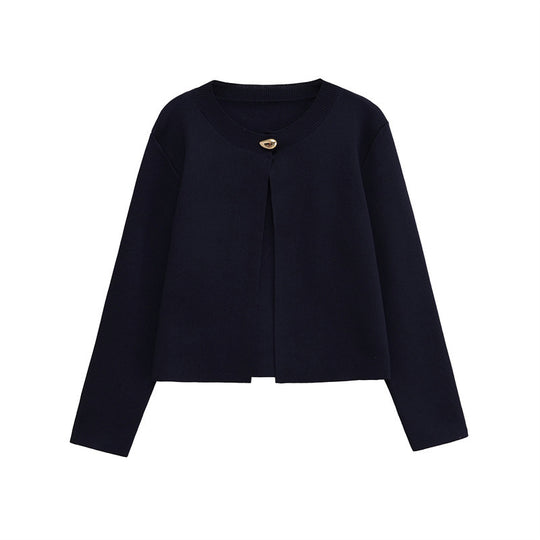 Damen kurze Strickjacke mit Knopfverschluss Fudus