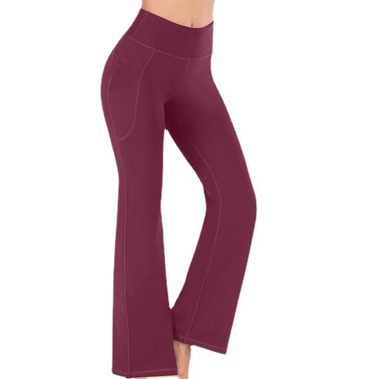 Damen Hochtaillierte Bootcut-Yoga-Hose mit praktischen Taschen Fudus