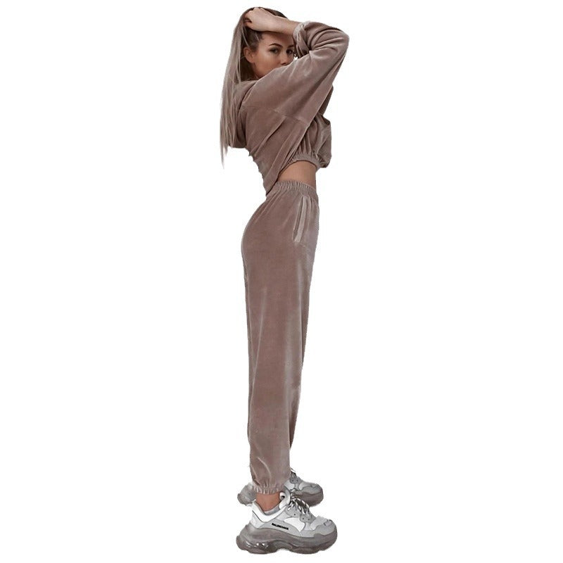 Damen kuscheliges Velours-Loungewear-Set mit oversized Schnitt Fudus