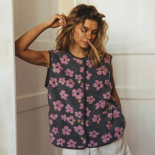 Damen Kuschelige Weste mit floralen Details Fudus