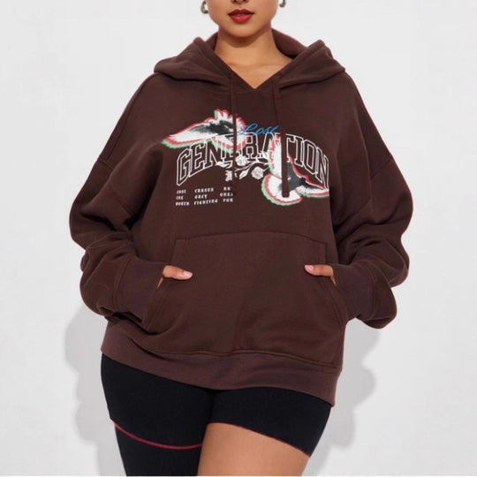 Damen Kapuzenpullover mit modernem Grafikdesign Fudus