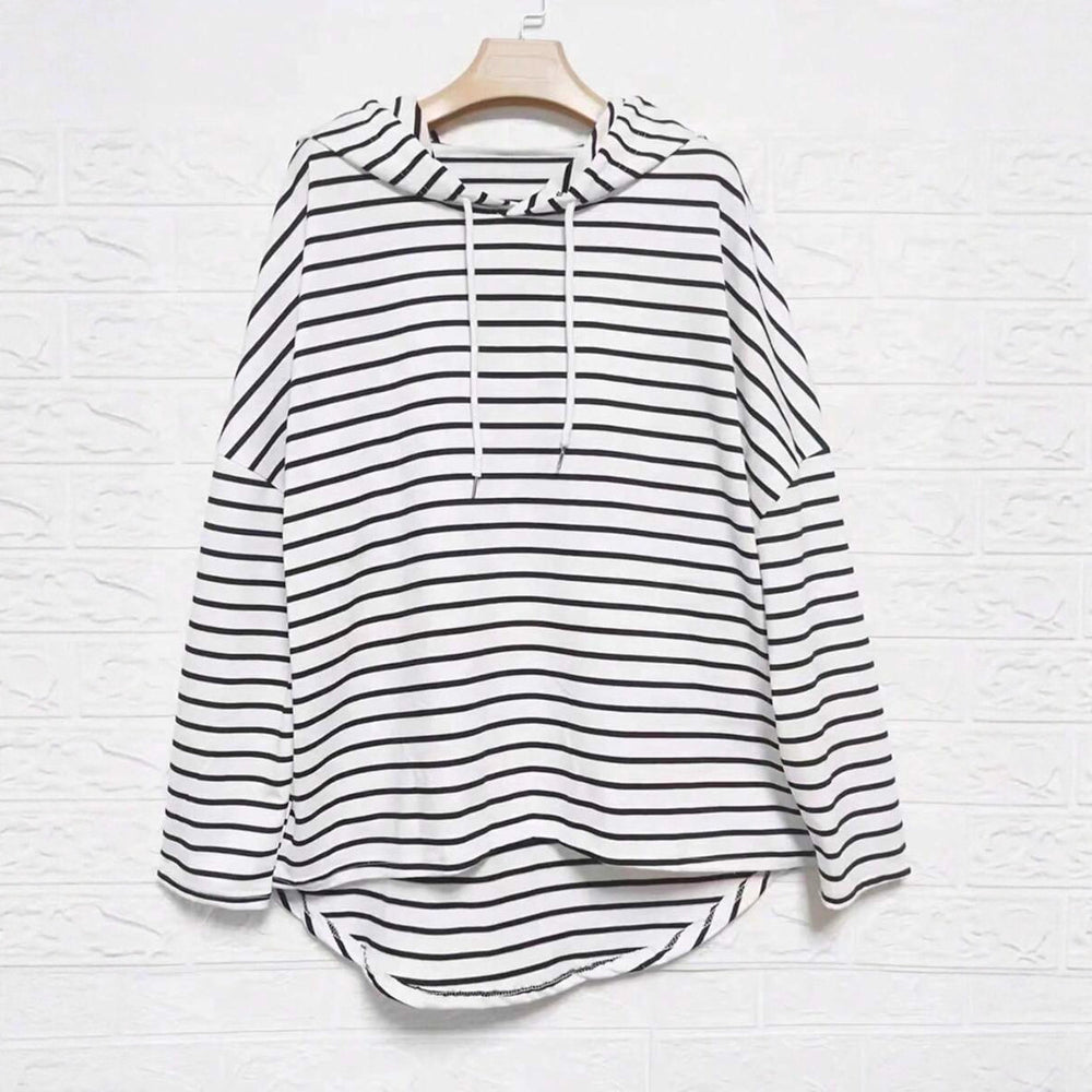 Damen Kapuzenpullover mit modernem Streifenmuster und lässigem Schnitt Fudus