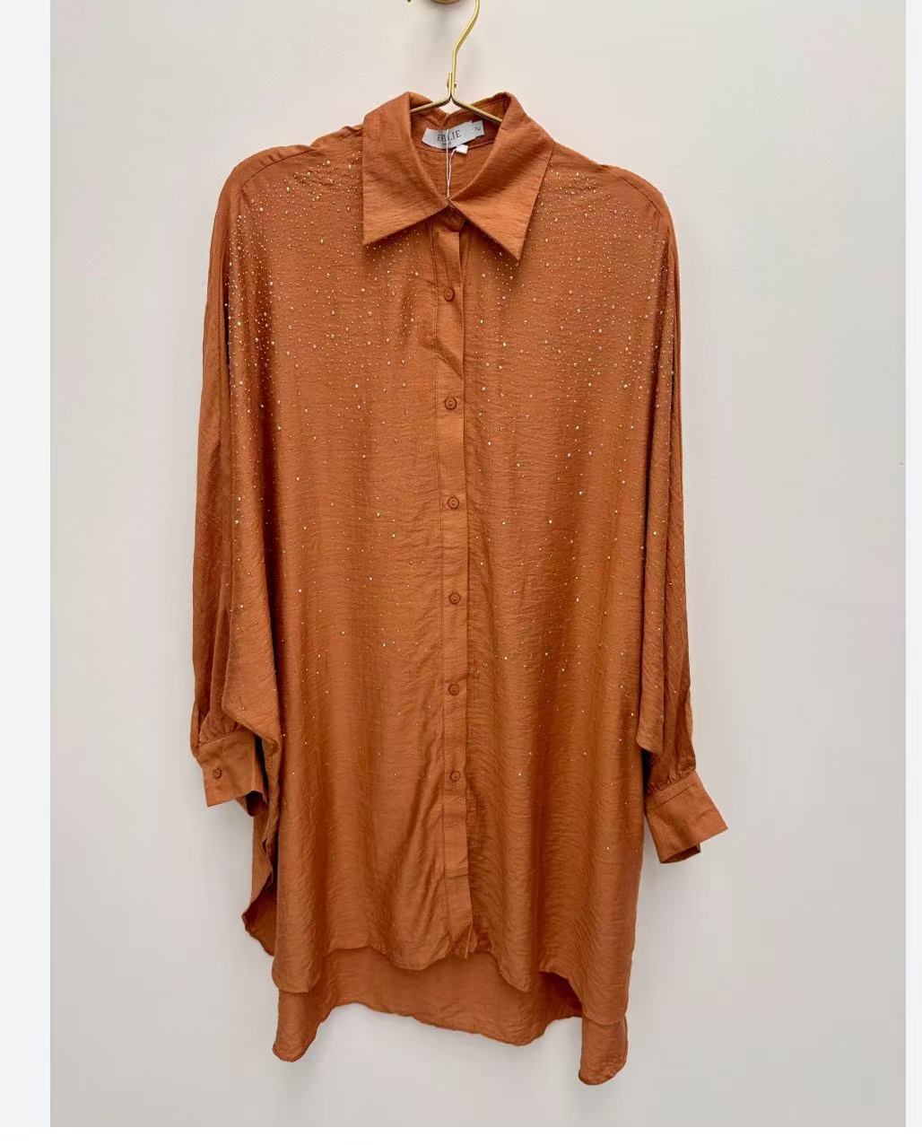 Damen Hemdbluse mit glitzernden Akzenten und lässigem Schnitt Fudus