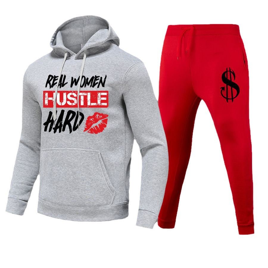 Damen Hoodie- und Jogginghose-Set mit motivierendem Schriftzug Fudus