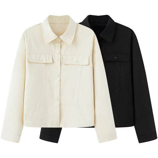 Damen lässige Jeansjacke mit praktischen Taschen Fudus