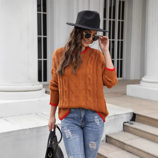 Damen Grobstrickpullover mit lässiger Passform und strukturiertem Design Fudus