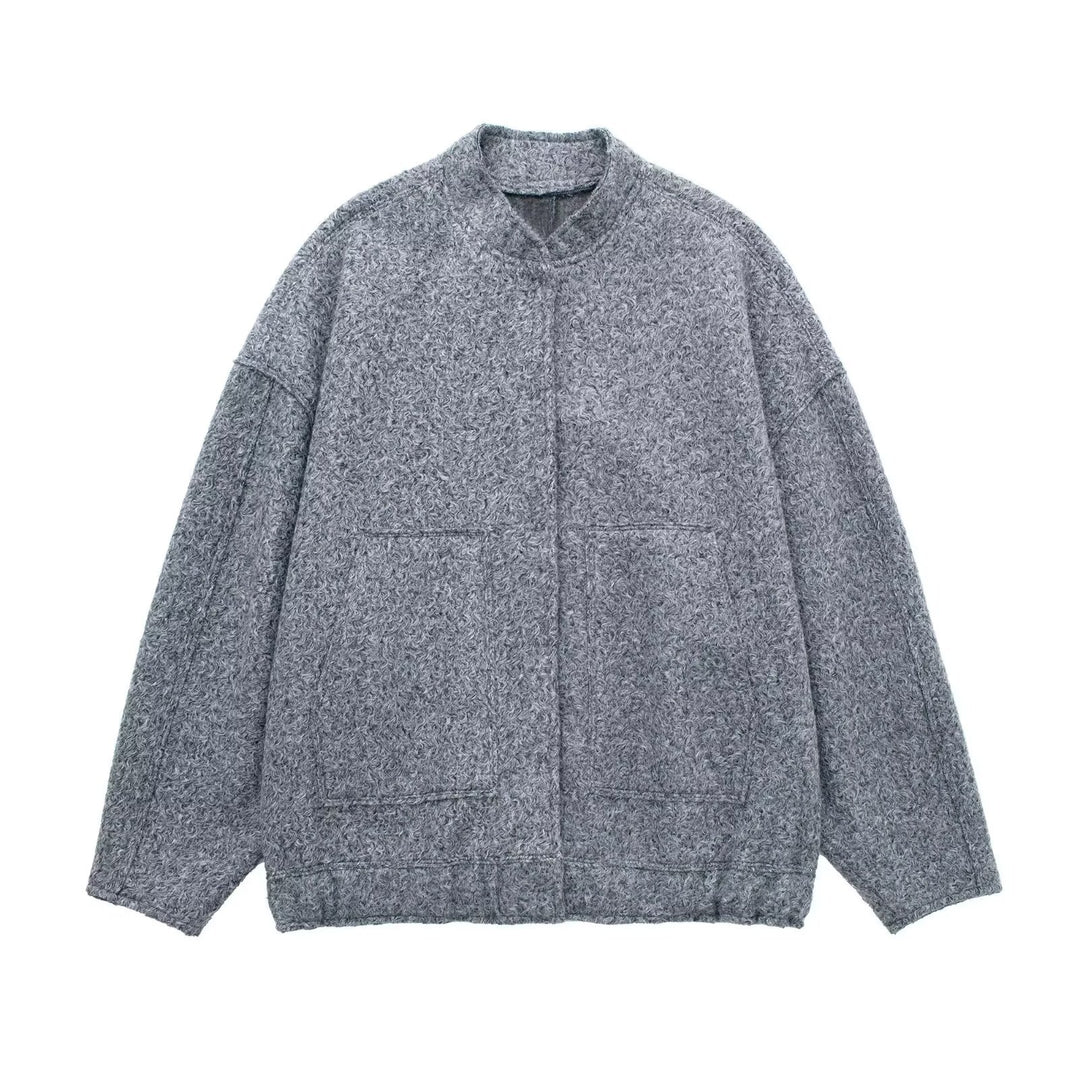 Damen Kuschelige Oversized-Jacke aus flauschigem Material mit praktischen Taschen Fudus