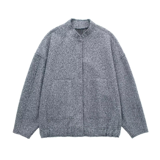 Damen Kuschelige Oversized-Jacke aus flauschigem Material mit praktischen Taschen Fudus