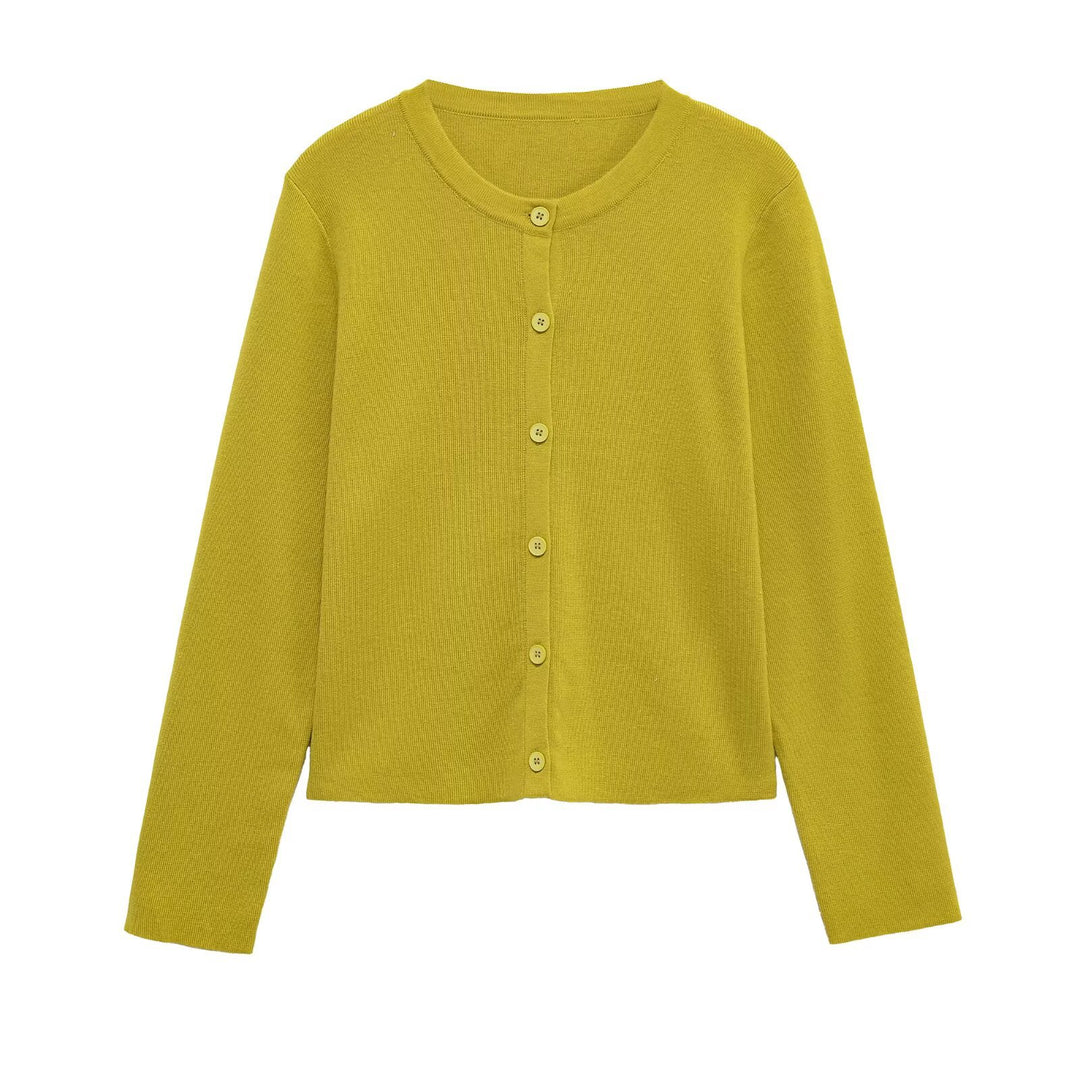 Damen lässige Strickjacke mit feinen Knopfdetails Fudus