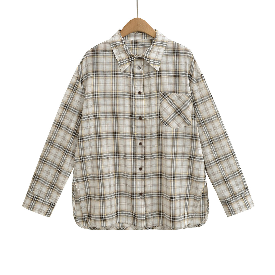 Damen lässige Karoshirt mit oversized Schnitt und praktischer Brusttasche Fudus