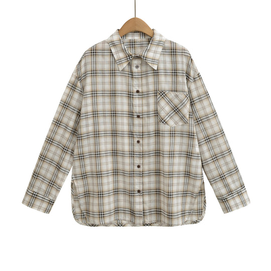 Damen lässige Karoshirt mit oversized Schnitt und praktischer Brusttasche Fudus