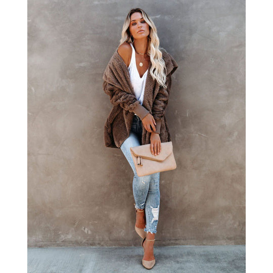 Damen Kuschelige Kapuzenjacke aus weichem Material Fudus