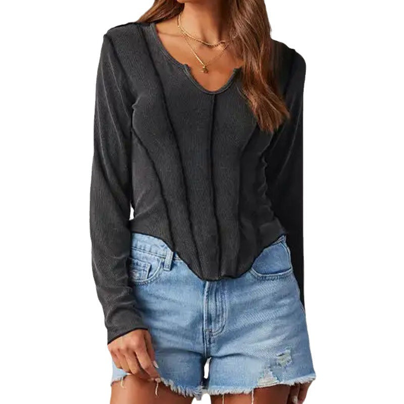 Damen Langärmliges Oberteil mit modernem Strukturmuster Fudus