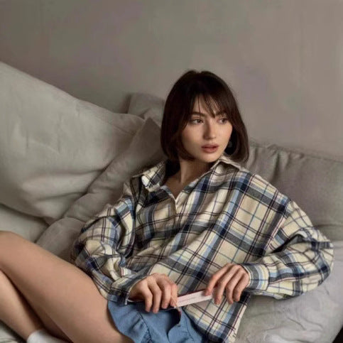 Damen Karierte Overshirt Fudus