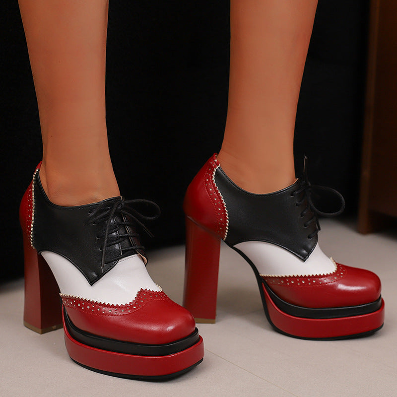 Damen Schnürpumps mit auffälligem Blockabsatz Fudus