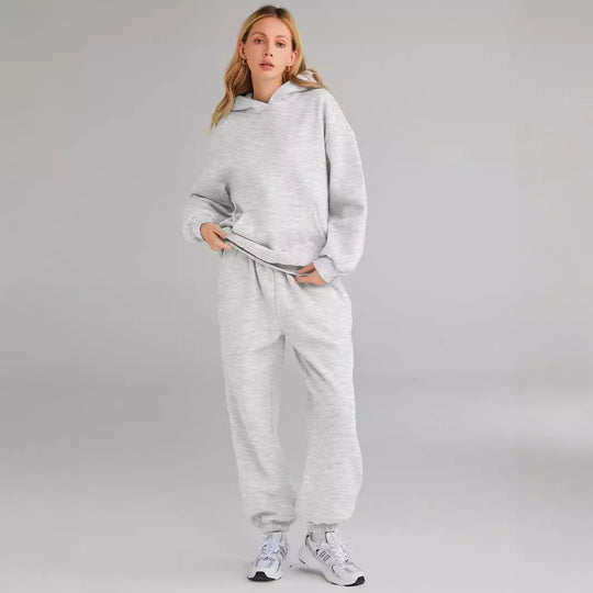 Damen Kapuzensweatanzug mit hochgeschlossenem Kragen und elastischen Bündchen Fudus