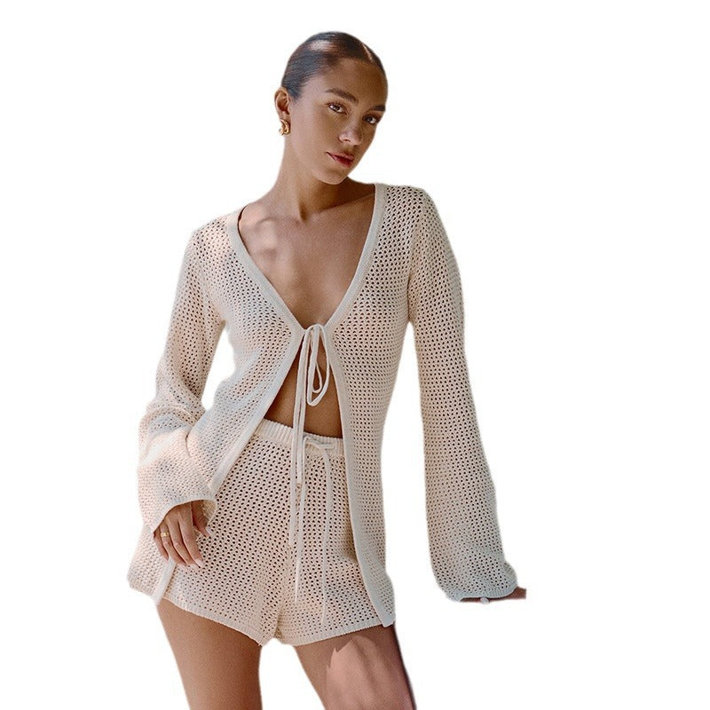 Damen Häkeloberteil und Shorts-Set Fudus