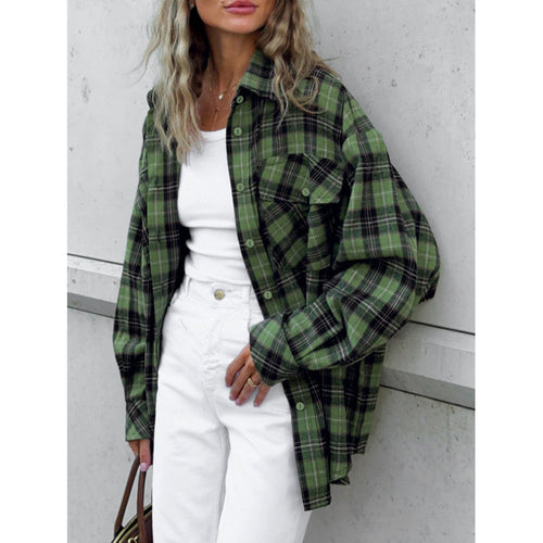 Damen lässige Karobluse mit übergroßem Schnitt Fudus