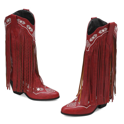 Damen Westernstiefel mit fransigem Detail Fudus