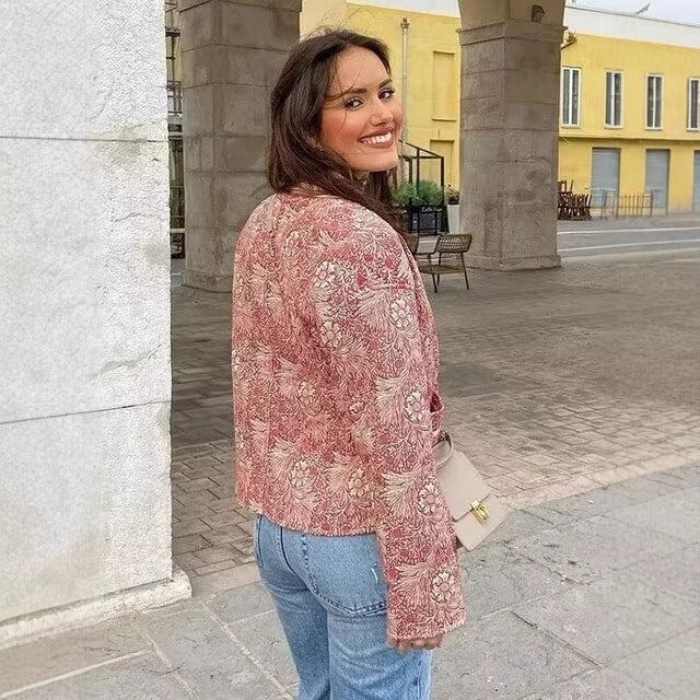 Damen gesteppter Kimono mit floralem Design Fudus