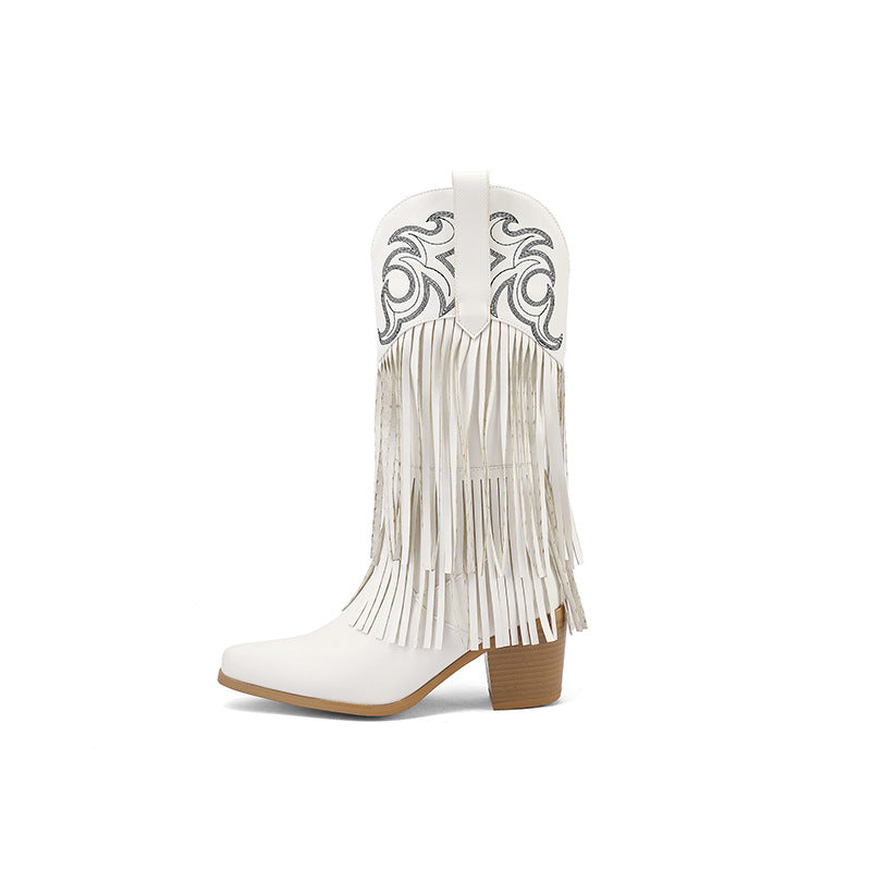 Stiefel Damen Western Cowboy Fransen Verziert