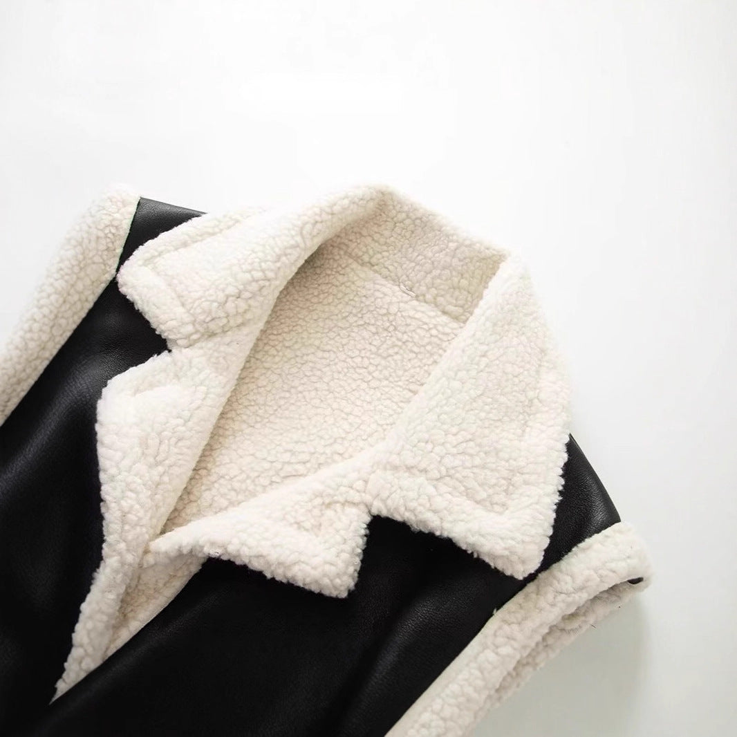 Damen Kunstfelljacke mit stylishen Details und praktischen Taschen Fudus