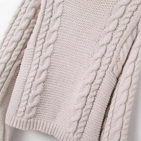 Damen kuscheliger Strickpullover mit Zopfmuster Fudus