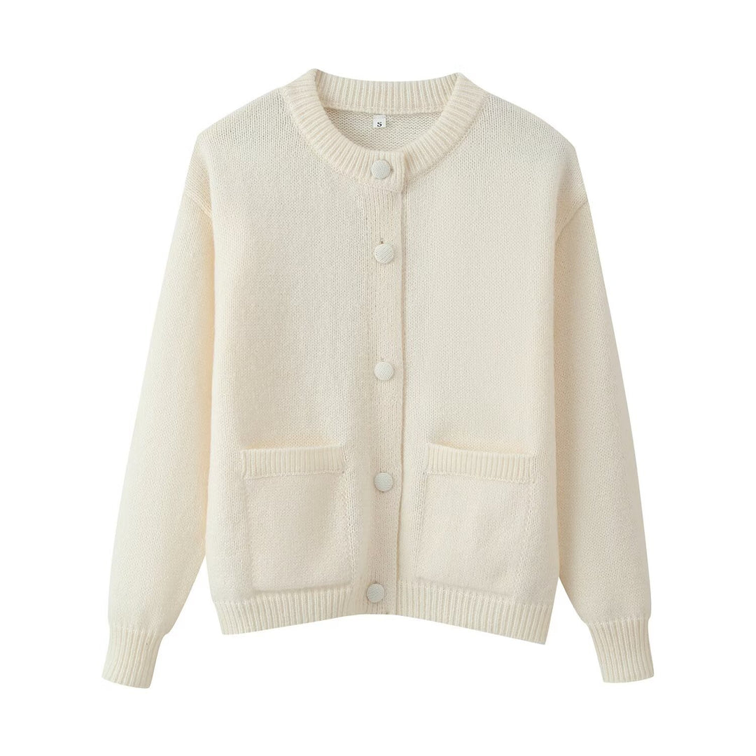 Damen kuschelige Strickjacke mit praktischen Taschen Fudus