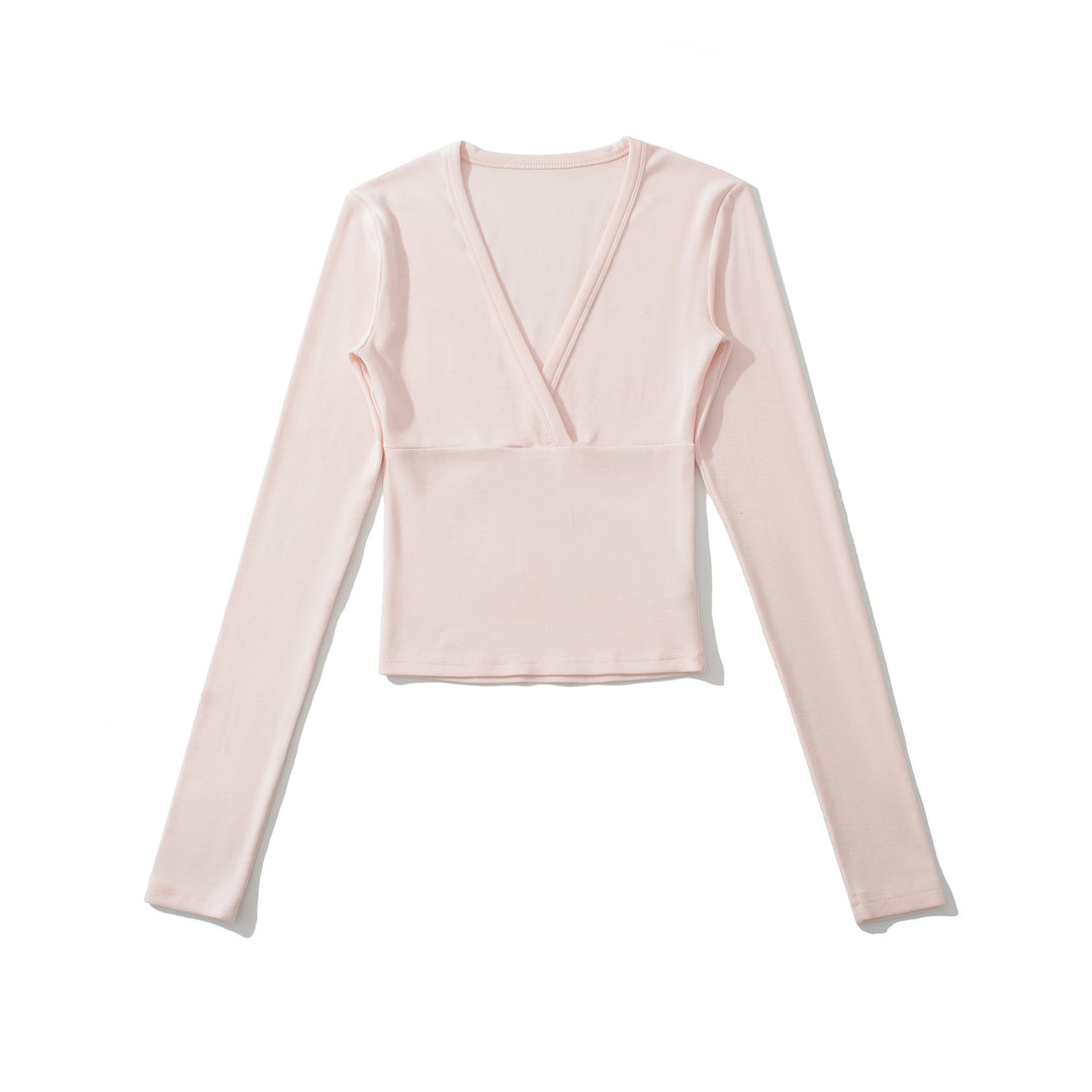 Damen langärmliges Oberteil mit V-Ausschnitt und tailliertem Schnitt Fudus