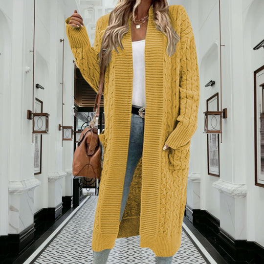 Damen Grobstrickcardigan mit offenem Design und praktischen Taschen Fudus