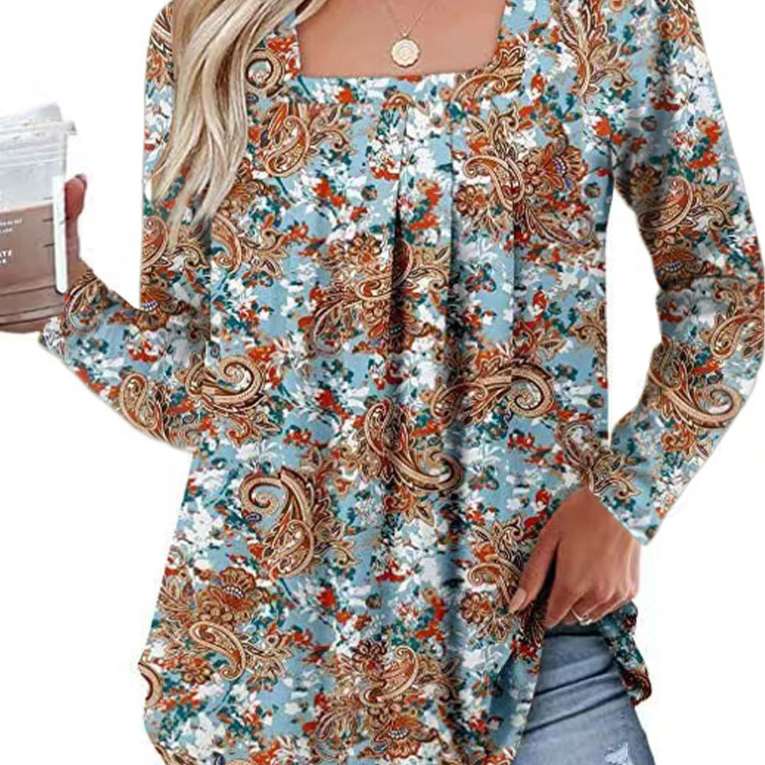 Damen Langärmliges Blumenshirt mit Rundhalsausschnitt Fudus